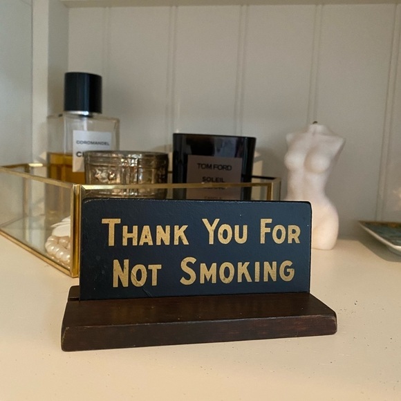 𝅺thank you for not smoking vintage wooden desk sign - Picture 1 of 5